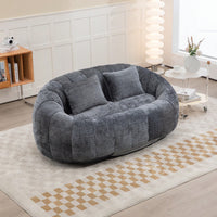 Durable High Back Bean Bag Sofa For Adults And Kids Comfortable Lounger Indoor Outdoor Accent Floor Chair Beige Chenille