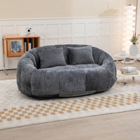 Durable High Back Bean Bag Sofa For Adults And Kids Comfortable Lounger Indoor Outdoor Accent Floor Chair Beige Chenille