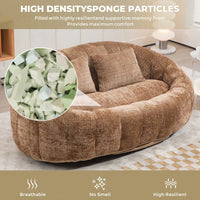 Durable High Back Bean Bag Sofa For Adults And Kids Comfortable Lounger Indoor Outdoor Accent Floor Chair Beige Chenille