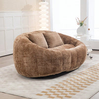 Durable High Back Bean Bag Sofa For Adults And Kids Comfortable Lounger Indoor Outdoor Accent Floor Chair Beige Chenille