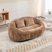 Durable High Back Bean Bag Sofa For Adults And Kids Comfortable Lounger Indoor Outdoor Accent Floor Chair Beige Chenille