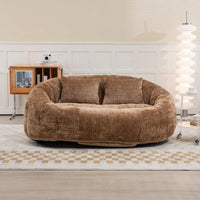 Durable High Back Bean Bag Sofa For Adults And Kids Comfortable Lounger Indoor Outdoor Accent Floor Chair Beige Chenille