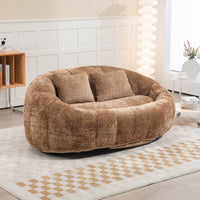 Durable High Back Bean Bag Sofa For Adults And Kids Comfortable Lounger Indoor Outdoor Accent Floor Chair Beige Chenille