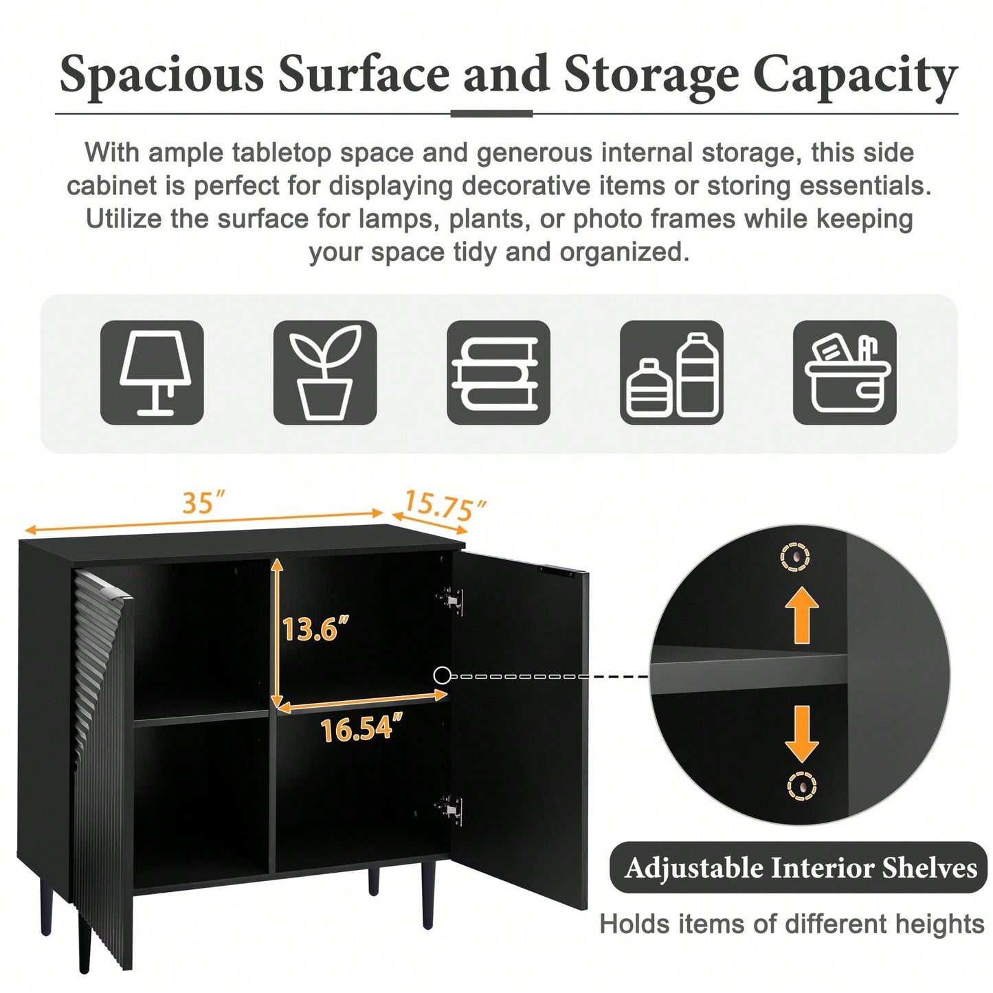 Modern Minimalist Side Cabinet With Adjustable Shelves And Geometric Door Design For Stylish Home Storage