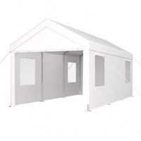 Heavy Duty Portable Carport Canopy 12x20 With Roll-Up Doors And Ventilated Windows For Car Truck Boat And Garden Tools Grey