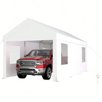 Heavy Duty Portable Carport Canopy 12x20 With Roll-Up Doors And Ventilated Windows For Car Truck Boat And Garden Tools Grey