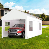 Heavy Duty Portable Carport Canopy 12x20 With Roll-Up Doors And Ventilated Windows For Car Truck Boat And Garden Tools Grey