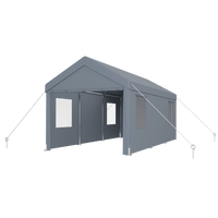 Heavy Duty Portable Carport Canopy 12x20 With Roll-Up Doors And Ventilated Windows For Car Truck Boat And Garden Tools Grey