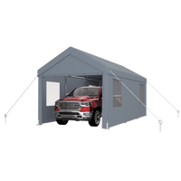 Heavy Duty Portable Carport Canopy 12x20 With Roll-Up Doors And Ventilated Windows For Car Truck Boat And Garden Tools Grey