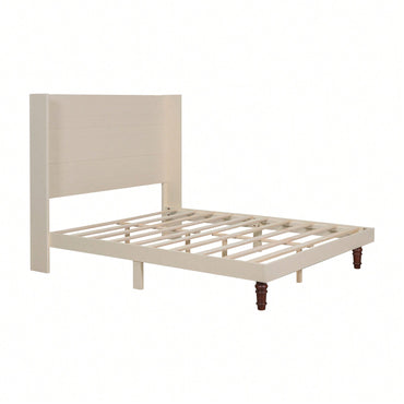 Elegant Queen Size Bed With 54 Inch High Headboard For Comfort And Style Ideal For Reading And Relaxing In Beige