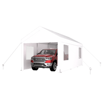 Heavy Duty Portable Carport Canopy 10x20 With Roll-Up Doors And Ventilated Windows For Cars Trucks Boats And Garden Tools Grey