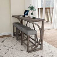 Industrial 4 Piece Bar Table Set With Power Outlet For Dining Room Living Room Game Room