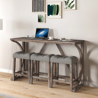 Industrial 4 Piece Bar Table Set With Power Outlet For Dining Room Living Room Game Room