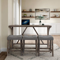 Industrial 4 Piece Bar Table Set With Power Outlet For Dining Room Living Room Game Room