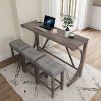 Industrial 4 Piece Bar Table Set With Power Outlet For Dining Room Living Room Game Room