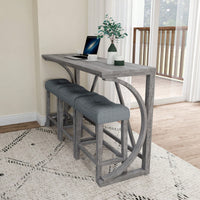 Industrial 4 Piece Bar Table Set With Power Outlet For Dining Room Living Room Game Room