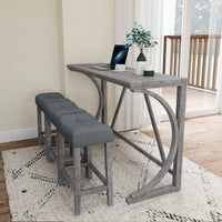 Industrial 4 Piece Bar Table Set With Power Outlet For Dining Room Living Room Game Room