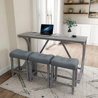 Industrial 4 Piece Bar Table Set With Power Outlet For Dining Room Living Room Game Room