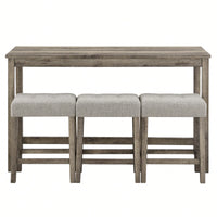 Industrial 4 Piece Bar Table Set With Power Outlet For Dining Room Living Room Game Room