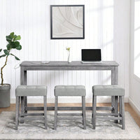 Industrial 4 Piece Bar Table Set With Power Outlet For Dining Room Living Room Game Room