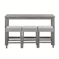 Industrial 4 Piece Bar Table Set With Power Outlet For Dining Room Living Room Game Room