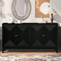 Sleek Vertical Line Design Storage Cabinet Sideboard Buffet For Study Entrance And Living Room