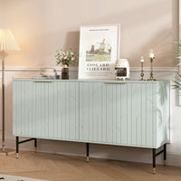 Modern Gray Sideboard Buffet Cabinet With 4 Doors For Living Room And Dining Room Storage