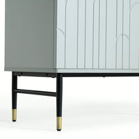 Modern Gray Sideboard Buffet Cabinet With 4 Doors For Living Room And Dining Room Storage