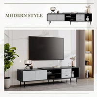 Spacious Modern TV Stand For 80 Inch TV With Dual Doors And Ample Storage For Living Room And Bedroom