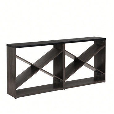 Extra Long X Shape Farmhouse Console Table With Storage For Entryway Living Room Foyer Hallway Black 70.87 Inch