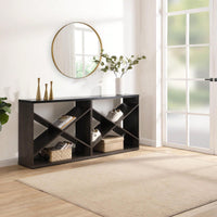 Extra Long X Shape Farmhouse Console Table With Storage For Entryway Living Room Foyer Hallway Black 70.87 Inch