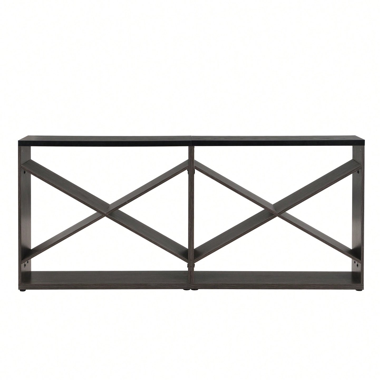 Extra Long X Shape Farmhouse Console Table With Storage For Entryway Living Room Foyer Hallway Black 70.87 Inch