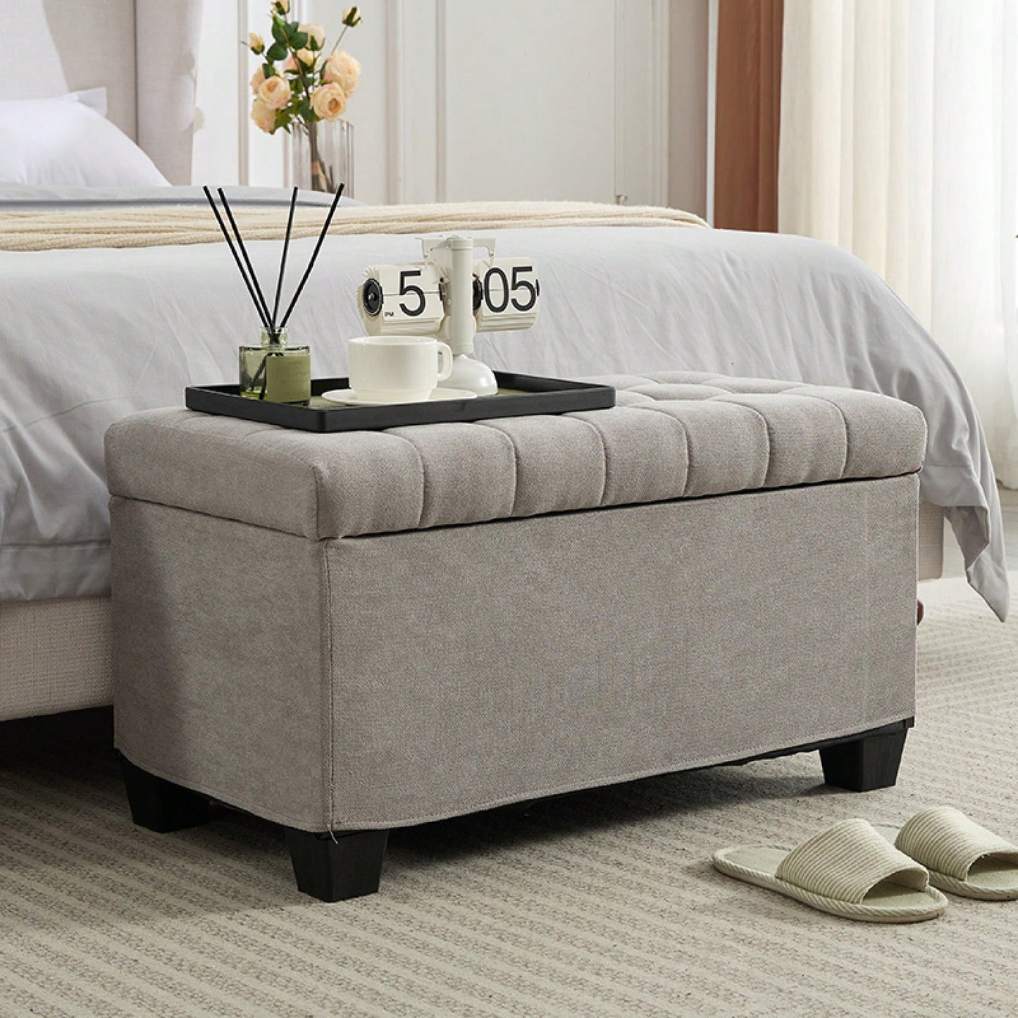 Versatile Storage Ottoman Bench With Legs For Living Room Bedroom Entryway 660 Lb Capacity 16 X 30 X 16.1 Inches