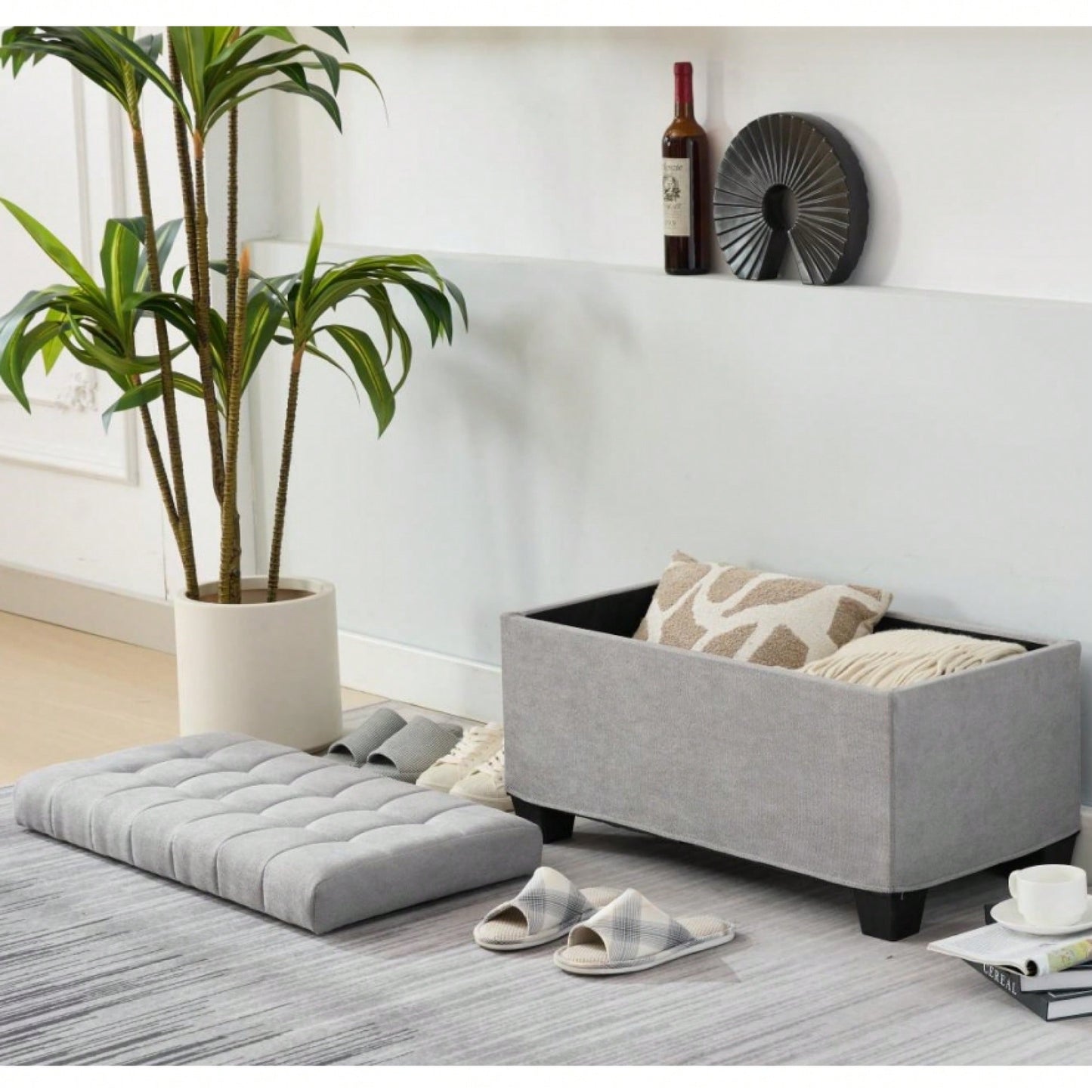 Versatile Storage Ottoman Bench With Legs For Living Room Bedroom Entryway 660 Lb Capacity 16 X 30 X 16.1 Inches