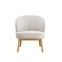 Modern Upholstered Lounge Shell Chair With Ash Wooden Frame For Living Room Coffee Shop Office