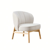 Modern Upholstered Lounge Shell Chair With Ash Wooden Frame For Living Room Coffee Shop Office