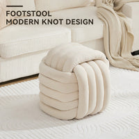 Stylish Green Chenille Fabric Knot Design Ottoman Makeup Stool For Living Room And Bedroom Comfort