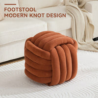 Stylish Green Chenille Fabric Knot Design Ottoman Makeup Stool For Living Room And Bedroom Comfort