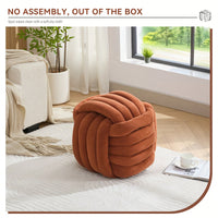 Stylish Green Chenille Fabric Knot Design Ottoman Makeup Stool For Living Room And Bedroom Comfort