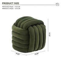 Stylish Green Chenille Fabric Knot Design Ottoman Makeup Stool For Living Room And Bedroom Comfort