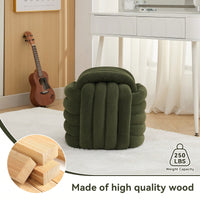 Stylish Green Chenille Fabric Knot Design Ottoman Makeup Stool For Living Room And Bedroom Comfort