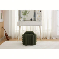 Stylish Green Chenille Fabric Knot Design Ottoman Makeup Stool For Living Room And Bedroom Comfort