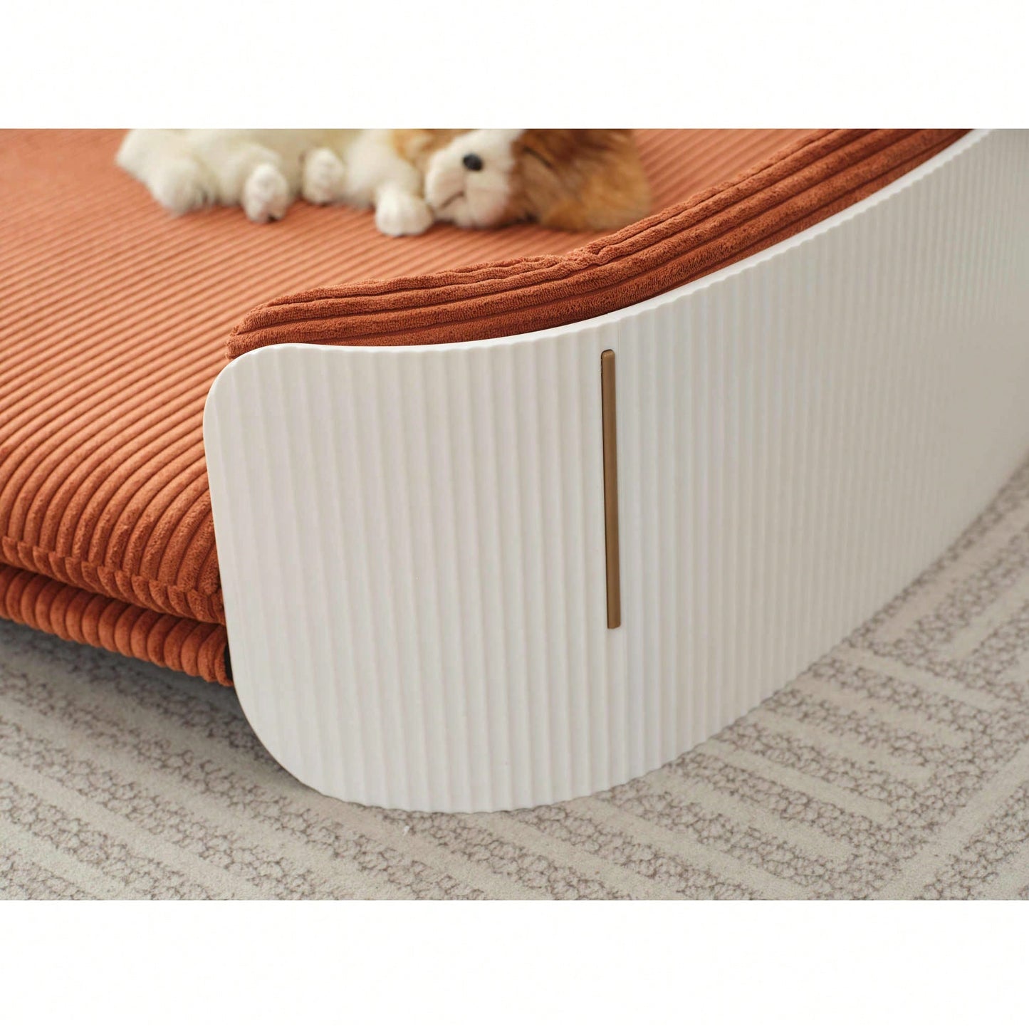 Scandinavian Style Elevated Cat Sofa Bed With Removable Mattress Cover For Indoor Cats And Large Pets In White And Brown