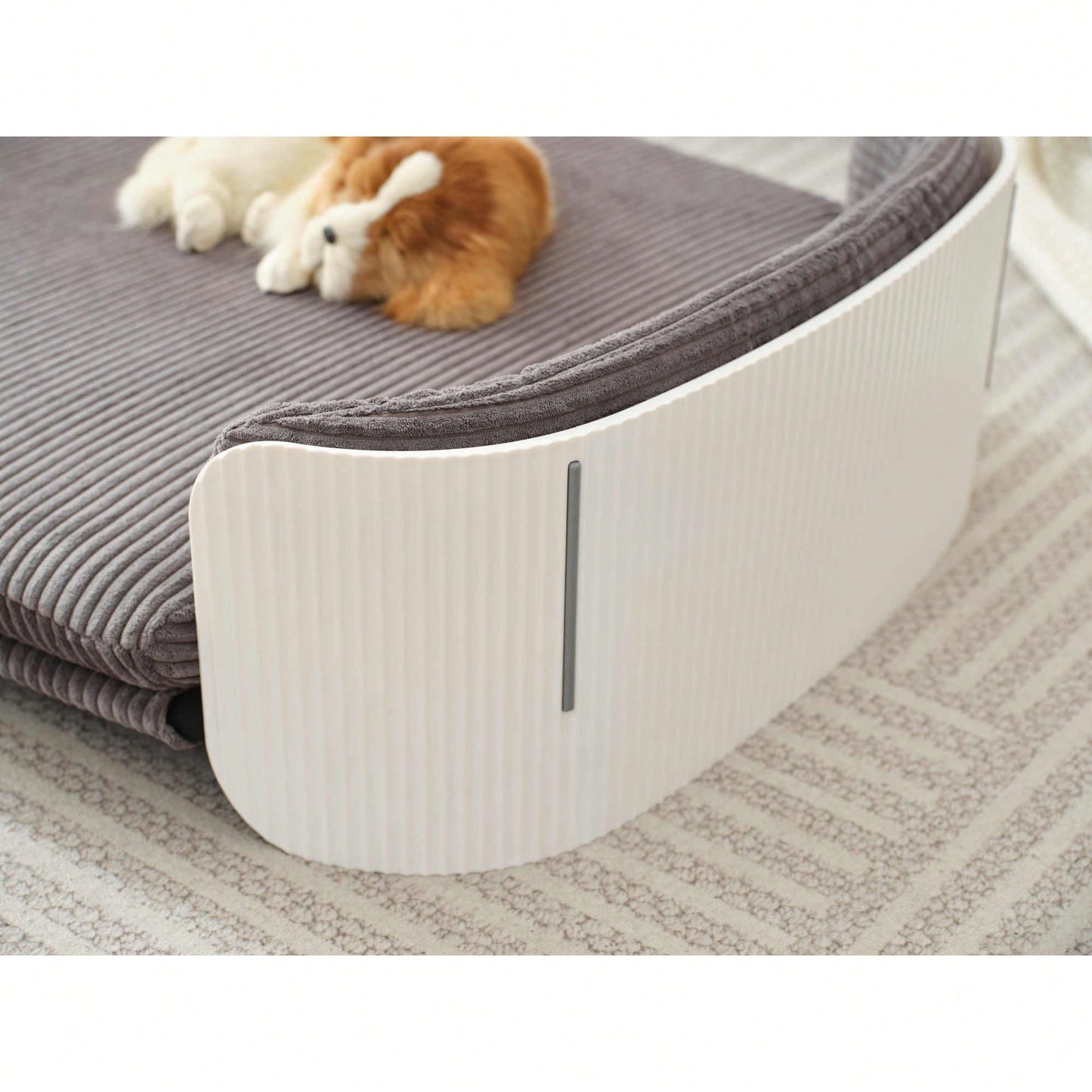 Scandinavian Style Elevated Cat Sofa Bed With Removable Mattress Cover For Indoor Cats And Large Pets In White And Brown