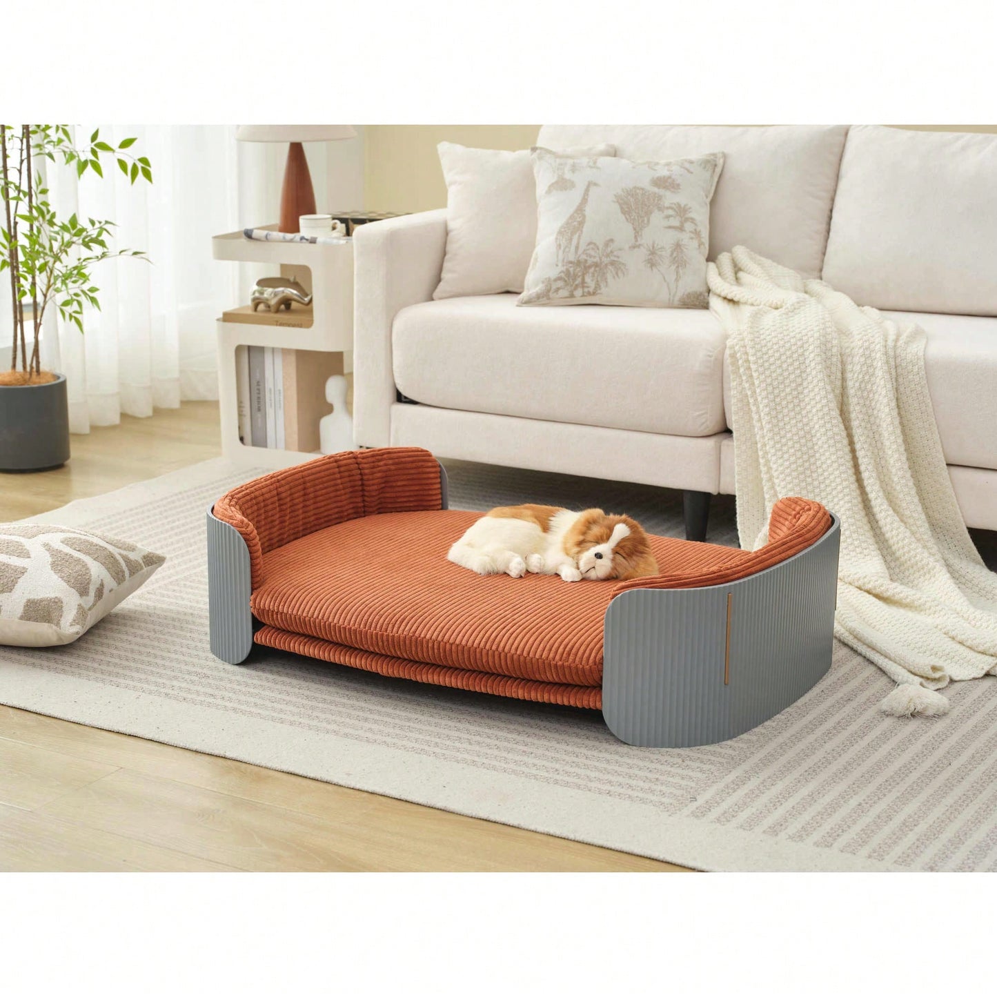 Scandinavian Style Elevated Cat Sofa Bed With Removable Mattress Cover For Indoor Cats Grey