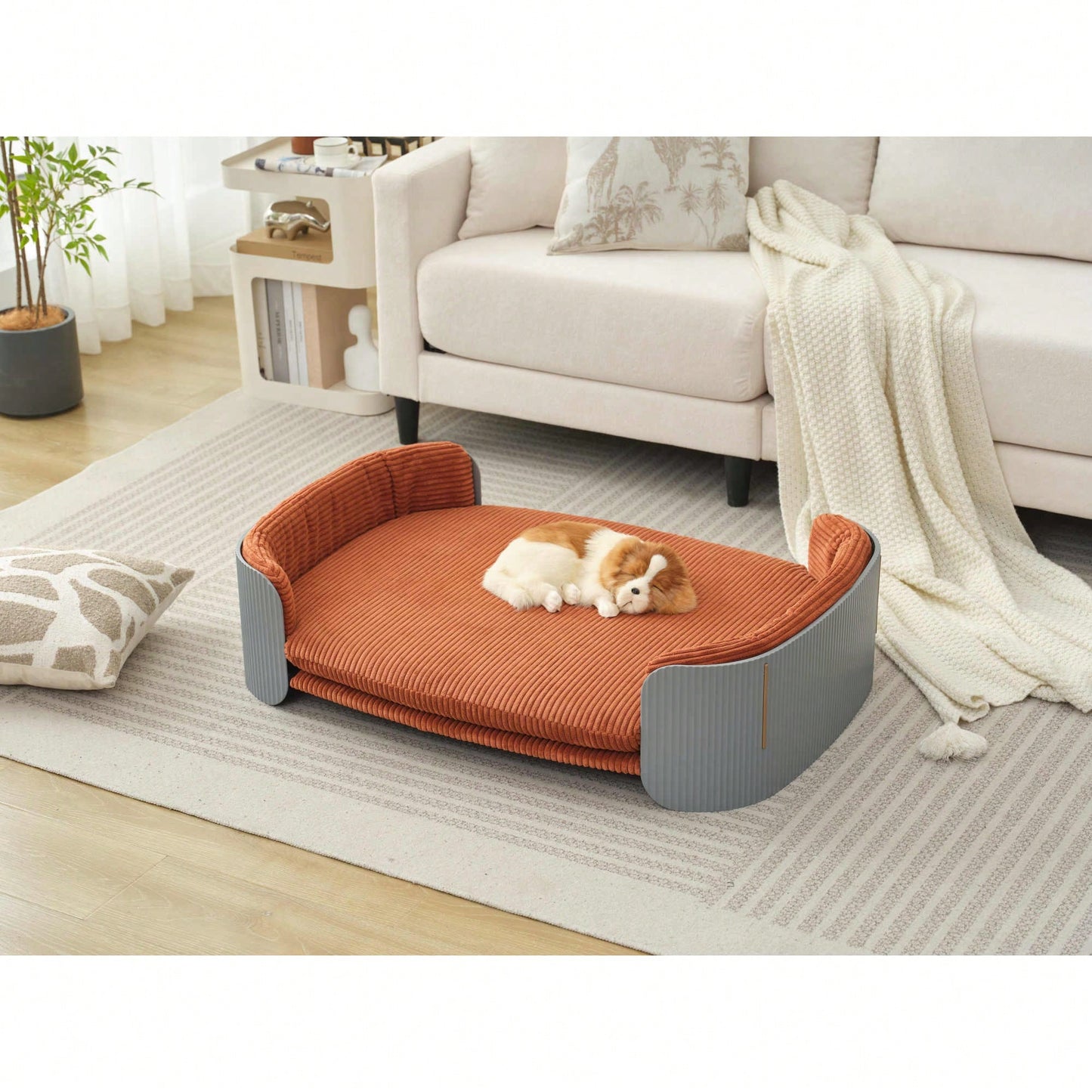 Scandinavian Style Elevated Cat Sofa Bed With Removable Mattress Cover For Indoor Cats Grey