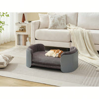 Scandinavian Style Elevated Cat Couch Bed With Removable Mattress Cover For Indoor Cats And Small Pets Grey And Brown