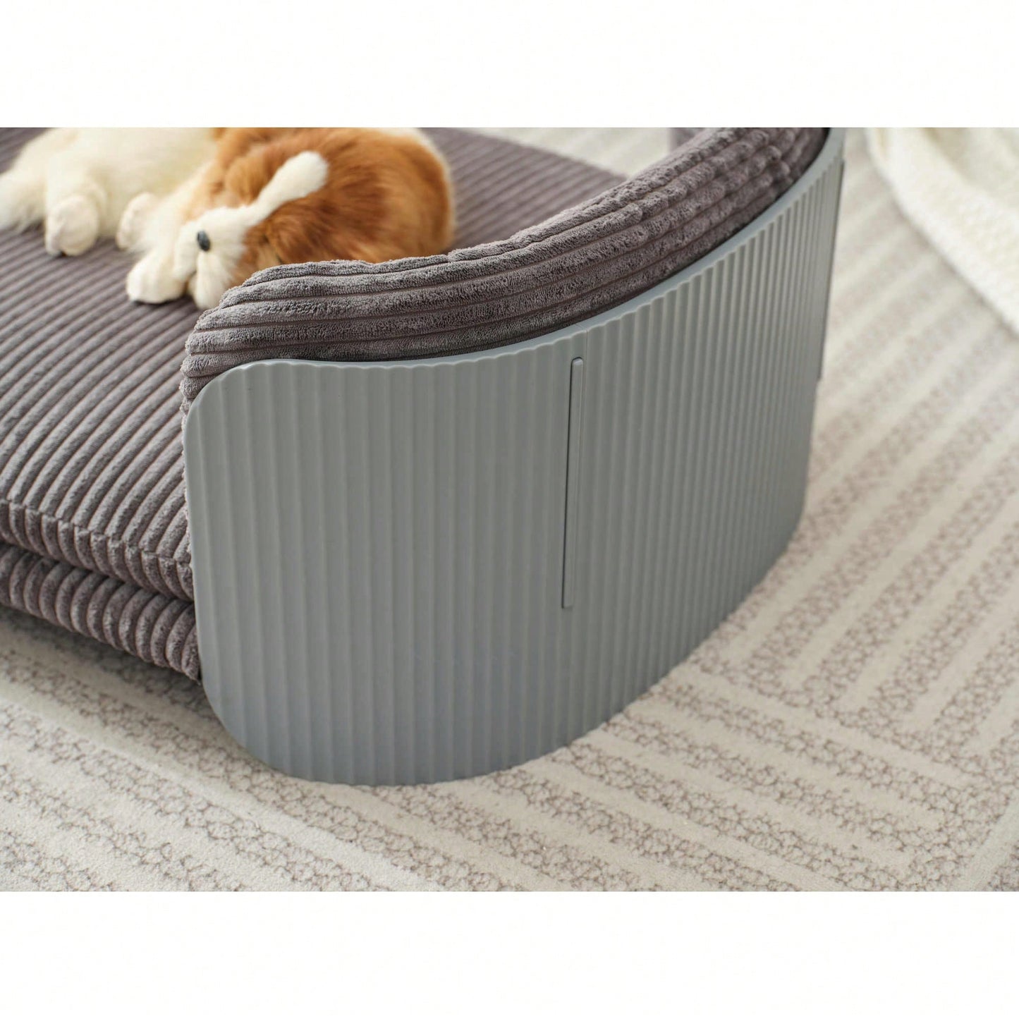 Scandinavian Style Elevated Cat Couch Bed With Removable Mattress Cover For Indoor Cats And Small Pets Grey And Brown