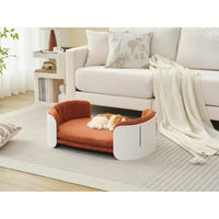 Scandinavian Style Elevated Cat Couch Bed With Removable Mattress Cover For Indoor Cats And Small Pets In White And Grey