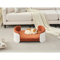Scandinavian Style Elevated Cat Couch Bed With Removable Mattress Cover For Indoor Cats And Small Pets In White And Grey